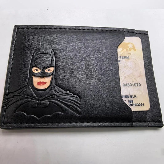 Leather Wallet Personalized Superhero Mask Card Holder