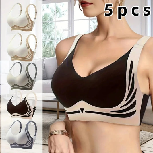 4-piece set: ,adjustable, push-up,seamlesswireless bra