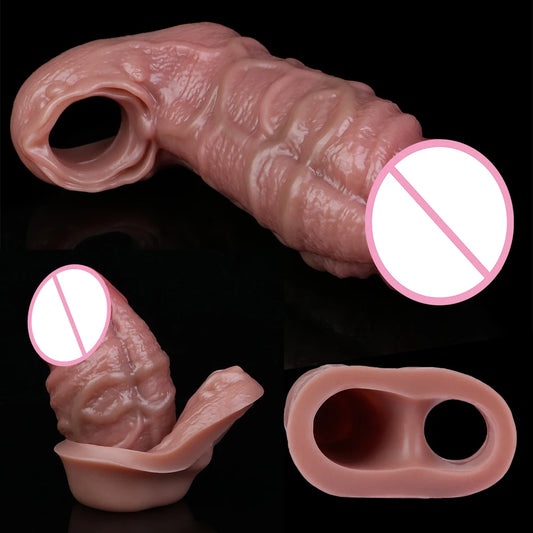 Reusable Penis sleeves Extend Super Soft Textured Sheath